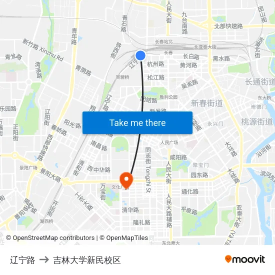 辽宁路 to 吉林大学新民校区 map