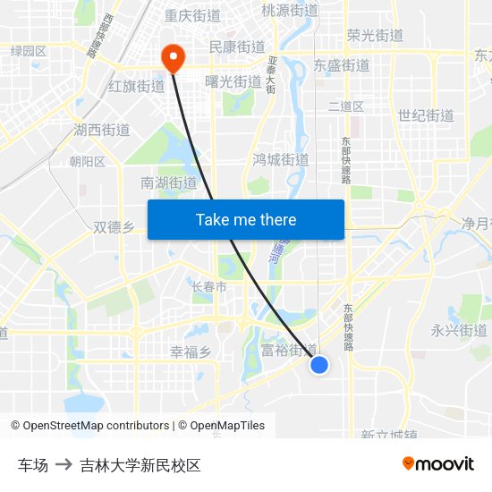 车场 to 吉林大学新民校区 map