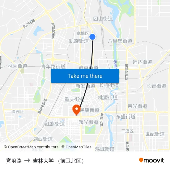 宽府路 to 吉林大学 （前卫北区） map