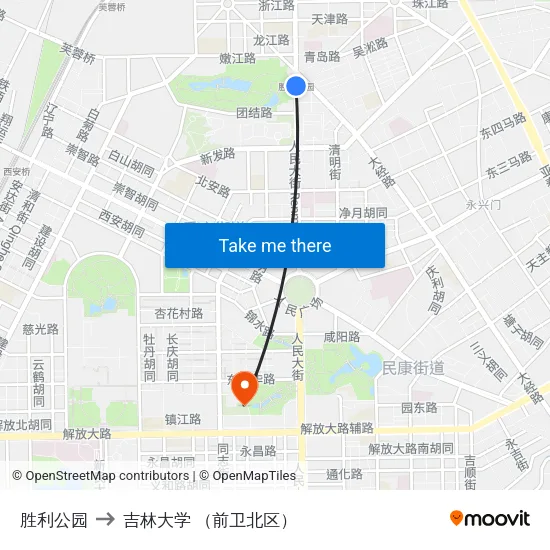 胜利公园 to 吉林大学 （前卫北区） map