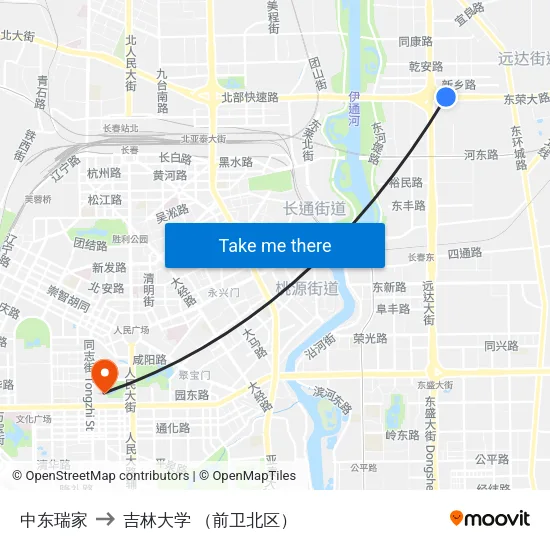 中东瑞家 to 吉林大学 （前卫北区） map