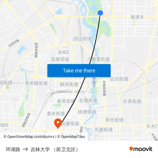 环湖路 to 吉林大学 （前卫北区） map