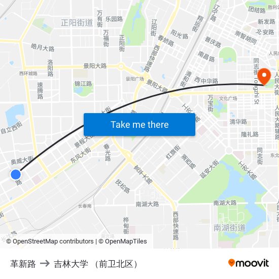 革新路 to 吉林大学 （前卫北区） map