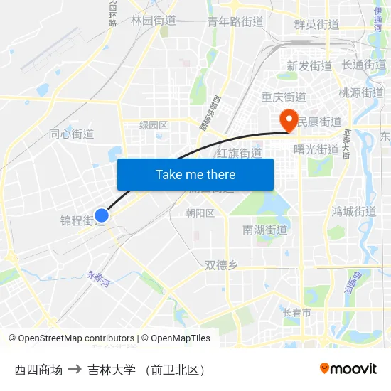 西四商场 to 吉林大学 （前卫北区） map