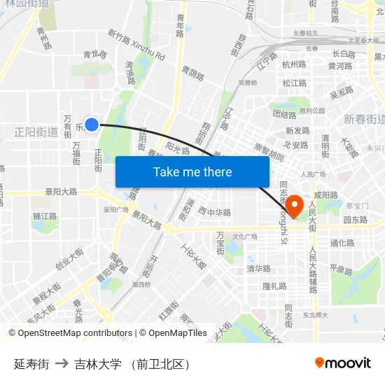 延寿街 to 吉林大学 （前卫北区） map