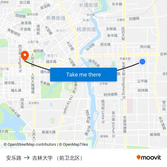 安乐路 to 吉林大学 （前卫北区） map