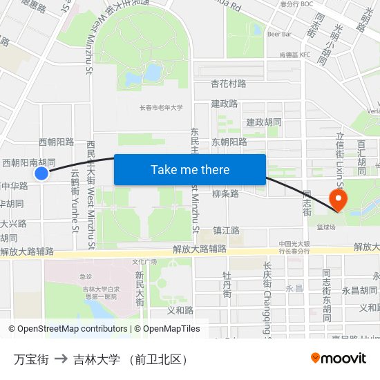 万宝街 to 吉林大学 （前卫北区） map
