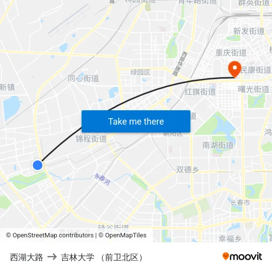 西湖大路 to 吉林大学 （前卫北区） map
