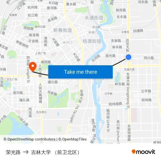 荣光路 to 吉林大学 （前卫北区） map