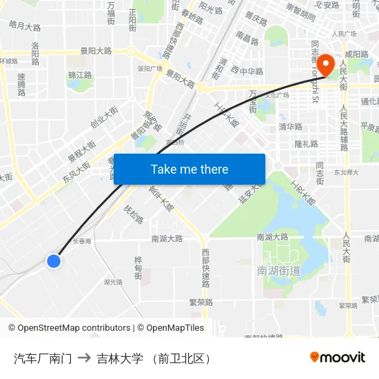 汽车厂南门 to 吉林大学 （前卫北区） map