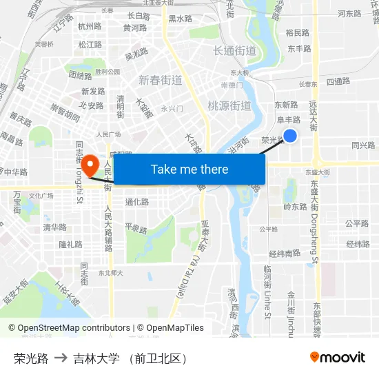 荣光路 to 吉林大学 （前卫北区） map