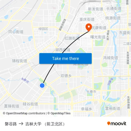 磐谷路 to 吉林大学 （前卫北区） map