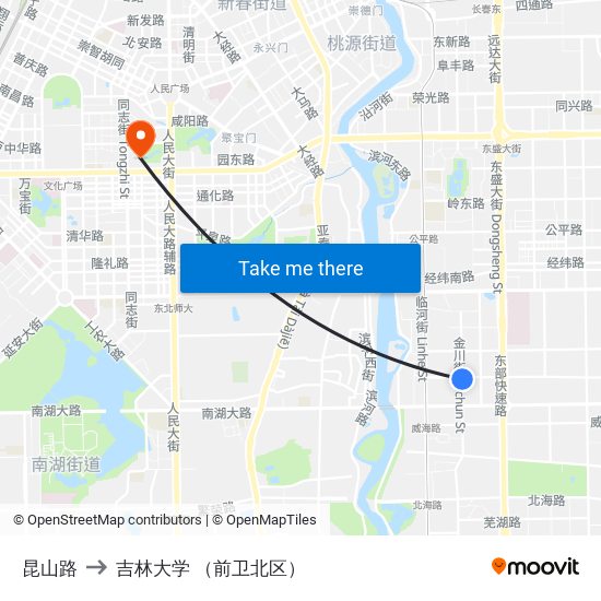 昆山路 to 吉林大学 （前卫北区） map