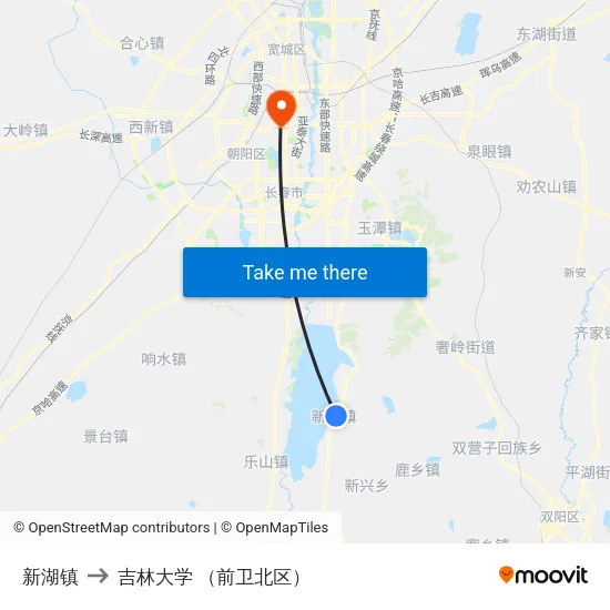 新湖镇 to 吉林大学 （前卫北区） map