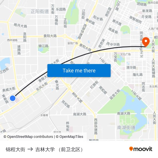 锦程大街 to 吉林大学 （前卫北区） map