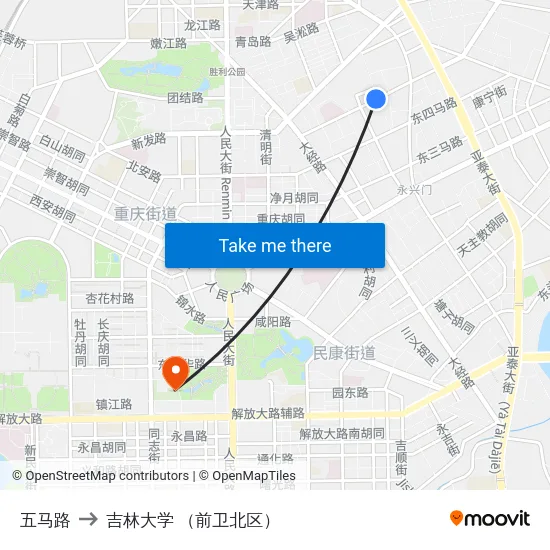 五马路 to 吉林大学 （前卫北区） map