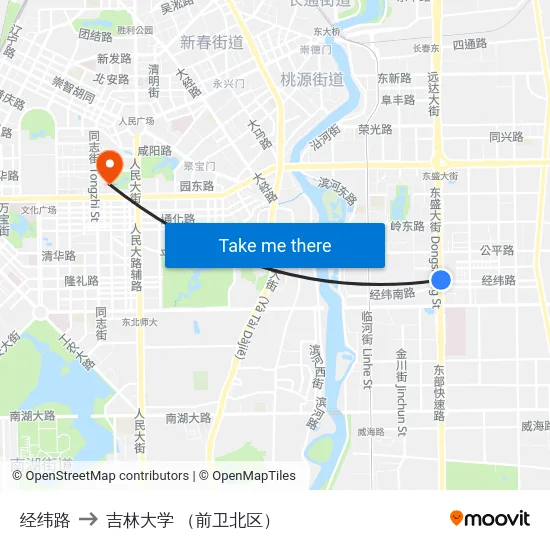 经纬路 to 吉林大学 （前卫北区） map