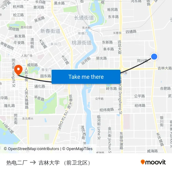 热电二厂 to 吉林大学 （前卫北区） map