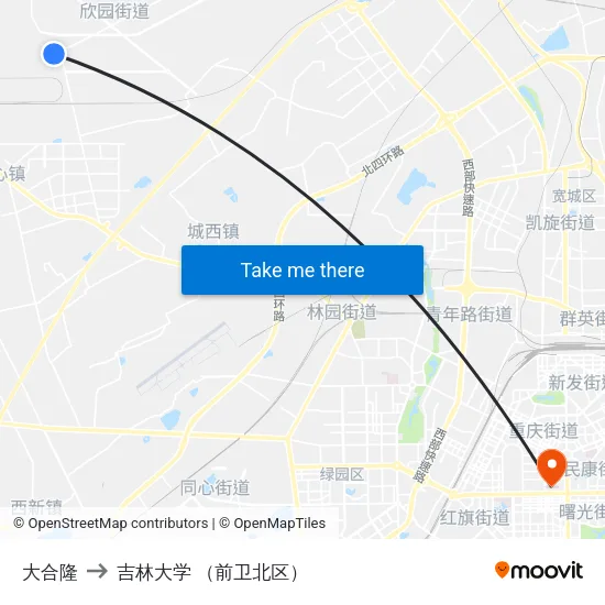 大合隆 to 吉林大学 （前卫北区） map