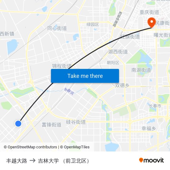 丰越大路 to 吉林大学 （前卫北区） map