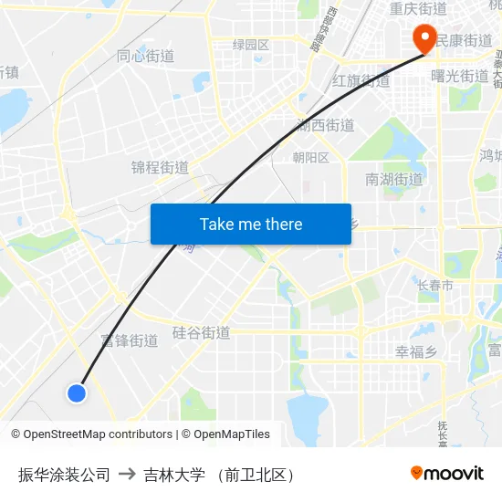 振华涂装公司 to 吉林大学 （前卫北区） map