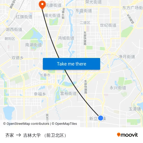 齐家 to 吉林大学 （前卫北区） map
