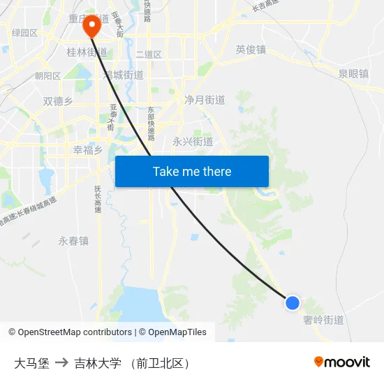 大马堡 to 吉林大学 （前卫北区） map