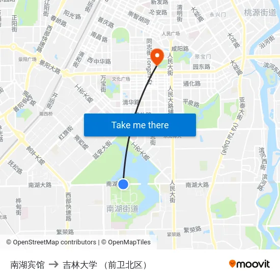 南湖宾馆 to 吉林大学 （前卫北区） map