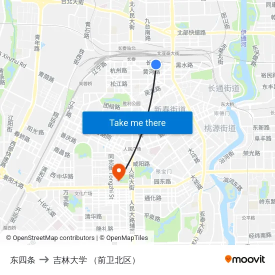 东四条 to 吉林大学 （前卫北区） map