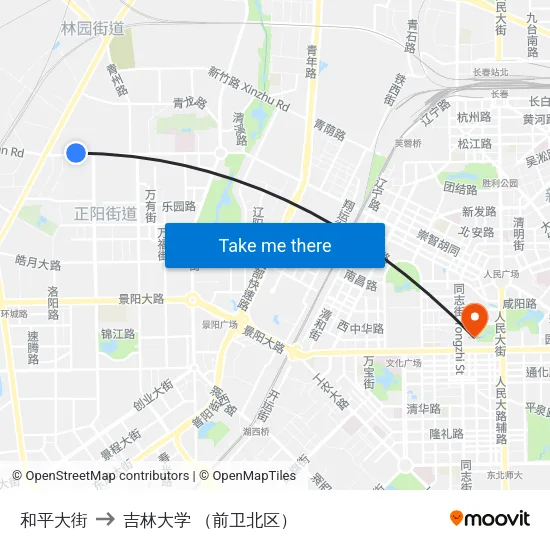 和平大街 to 吉林大学 （前卫北区） map