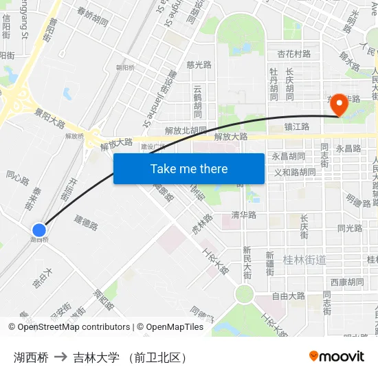 湖西桥 to 吉林大学 （前卫北区） map