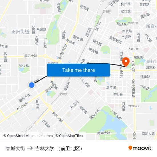 春城大街 to 吉林大学 （前卫北区） map