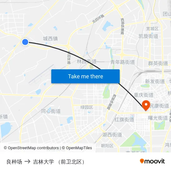 良种场 to 吉林大学 （前卫北区） map