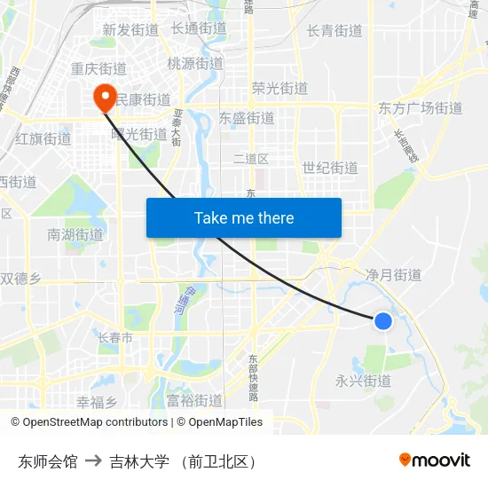 东师会馆 to 吉林大学 （前卫北区） map