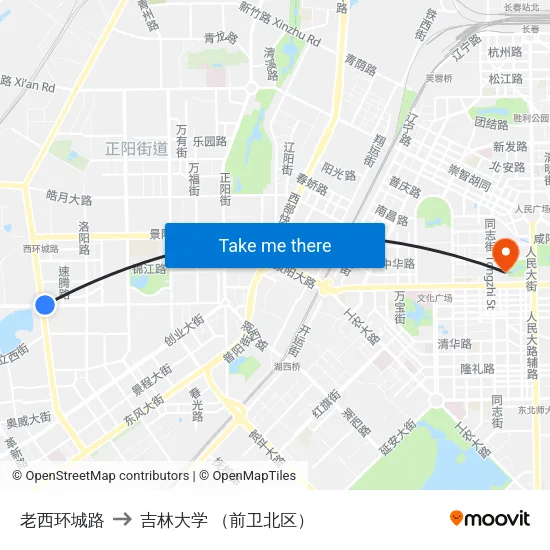 老西环城路 to 吉林大学 （前卫北区） map