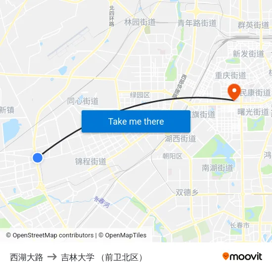 西湖大路 to 吉林大学 （前卫北区） map