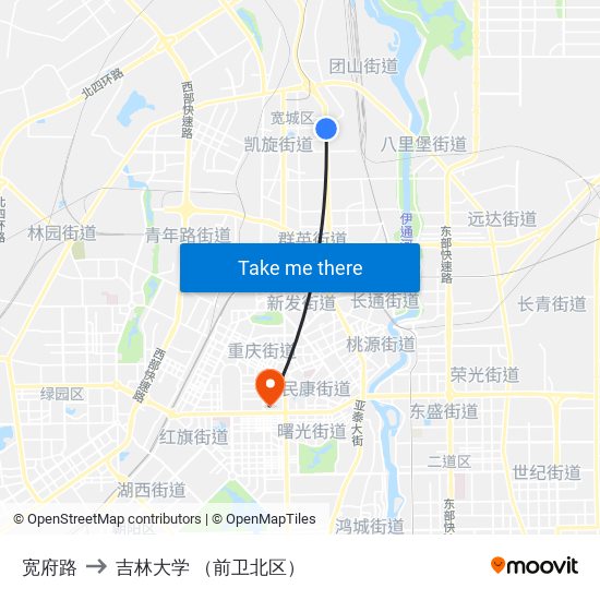 宽府路 to 吉林大学 （前卫北区） map