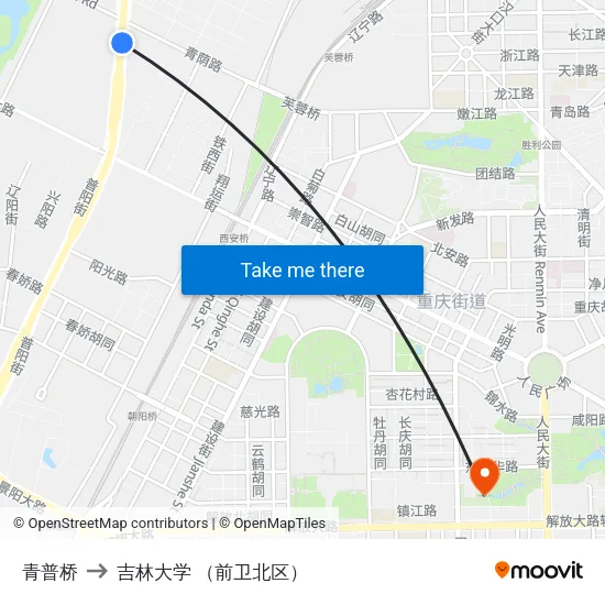 青普桥 to 吉林大学 （前卫北区） map