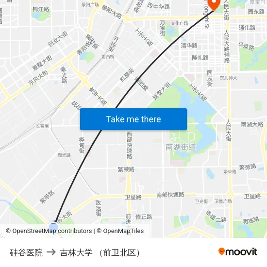硅谷医院 to 吉林大学 （前卫北区） map