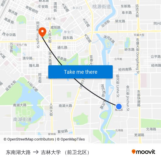 东南湖大路 to 吉林大学 （前卫北区） map