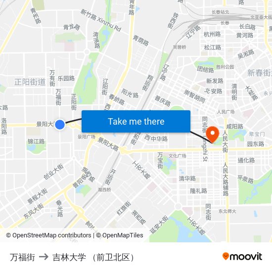 万福街 to 吉林大学 （前卫北区） map