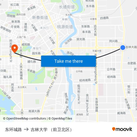 东环城路 to 吉林大学 （前卫北区） map