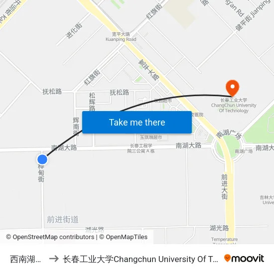 西南湖大路 to 长春工业大学Changchun University Of Technology map