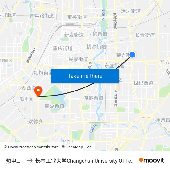 热电二厂 to 长春工业大学Changchun University Of Technology map