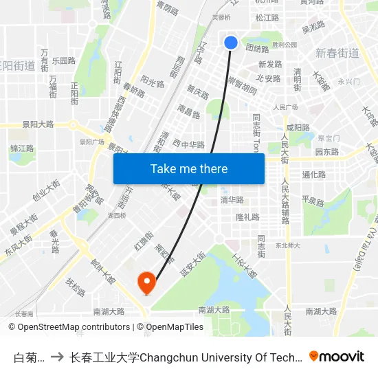 白菊路 to 长春工业大学Changchun University Of Technology map