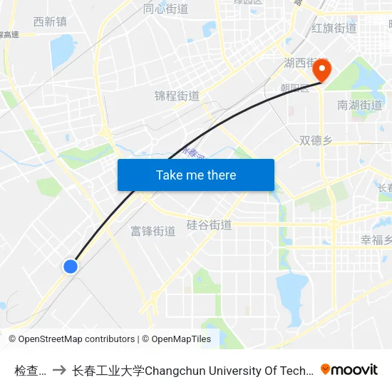 检查站 to 长春工业大学Changchun University Of Technology map
