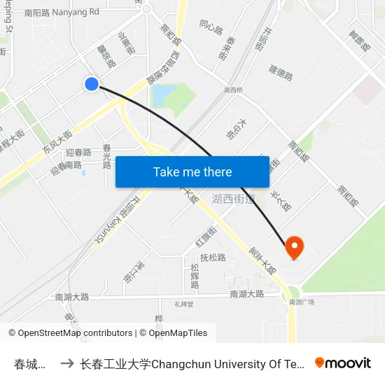 春城大街 to 长春工业大学Changchun University Of Technology map