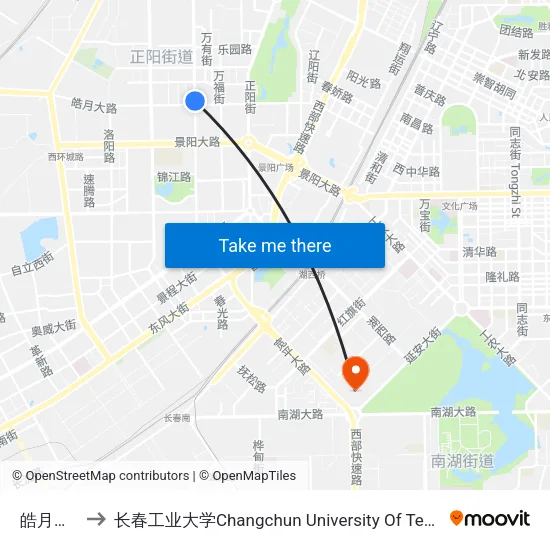 皓月大路 to 长春工业大学Changchun University Of Technology map