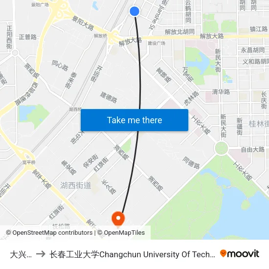 大兴路 to 长春工业大学Changchun University Of Technology map
