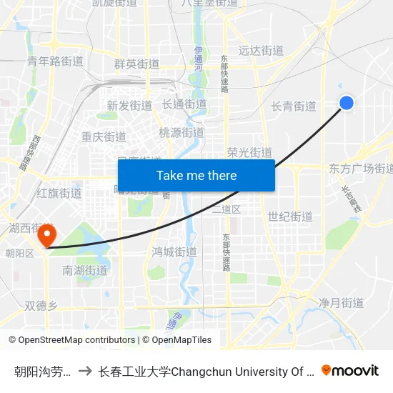 朝阳沟劳教所 to 长春工业大学Changchun University Of Technology map